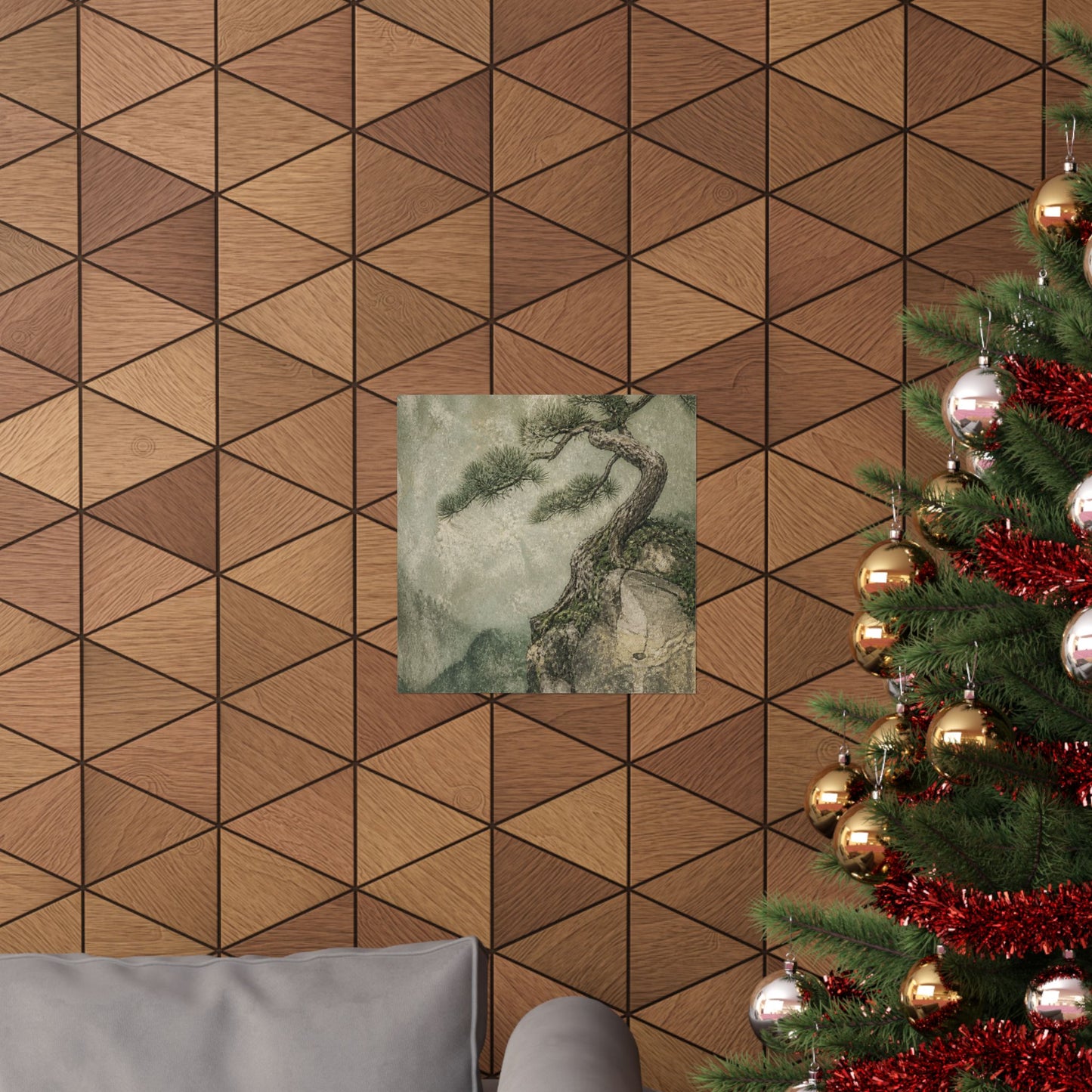 Japandi Pine Tree in Overcast | Texture Wall Art Print