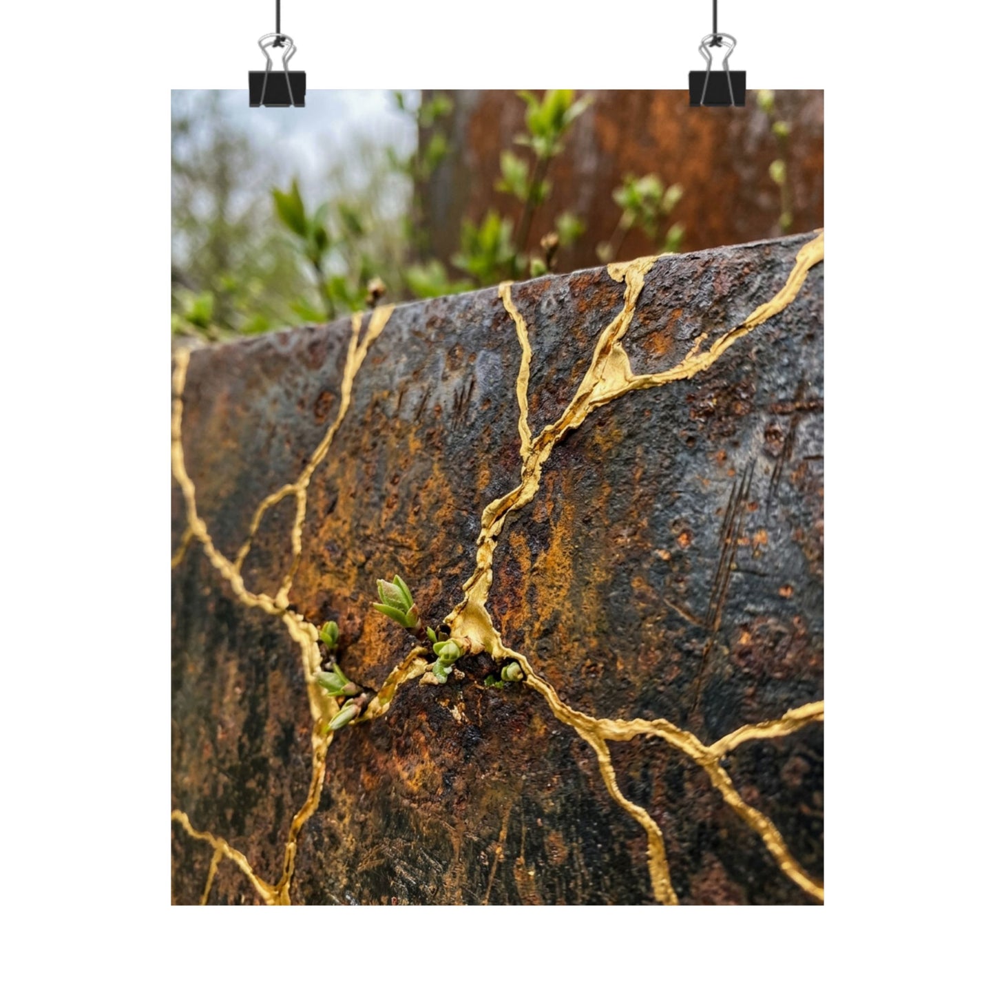 Philosophical Rust Patina Wall Art Print - Gold Repair Kintsugi
