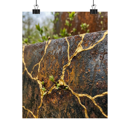 Philosophical Rust Patina Wall Art Print - Gold Repair Kintsugi