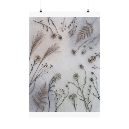 Earthy Dried Flowers Wall Art Print - Japanese Pattern Japandi