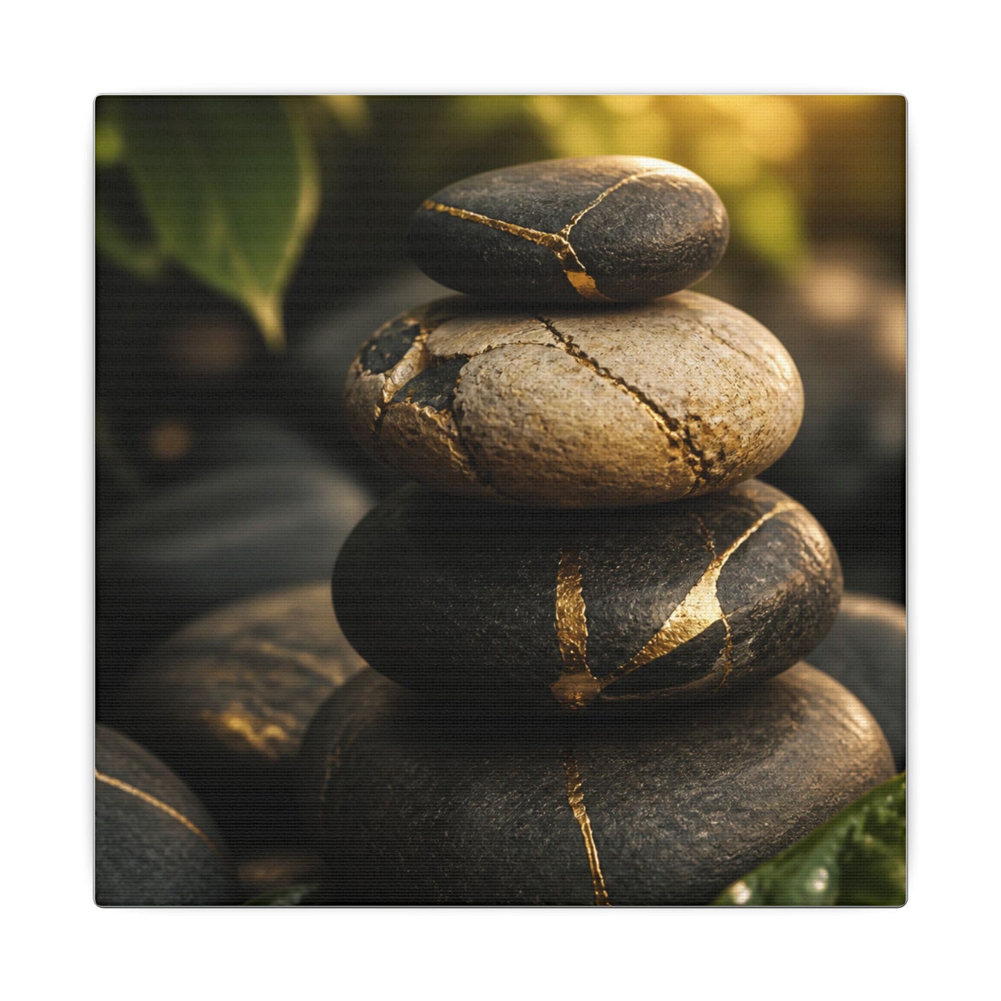 Summer River Stones Broken Beauty Canvas Art | Healing Decor