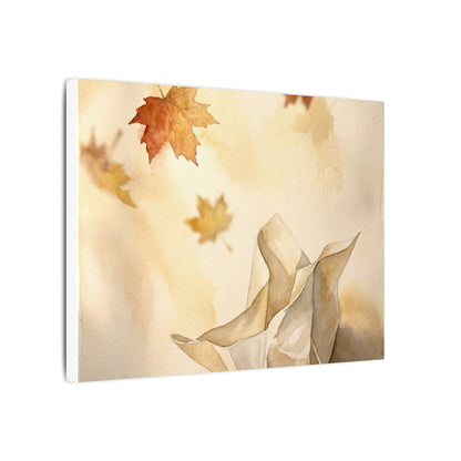 Japandi Paper Fold in Golden Hour | Watercolor Canvas Art