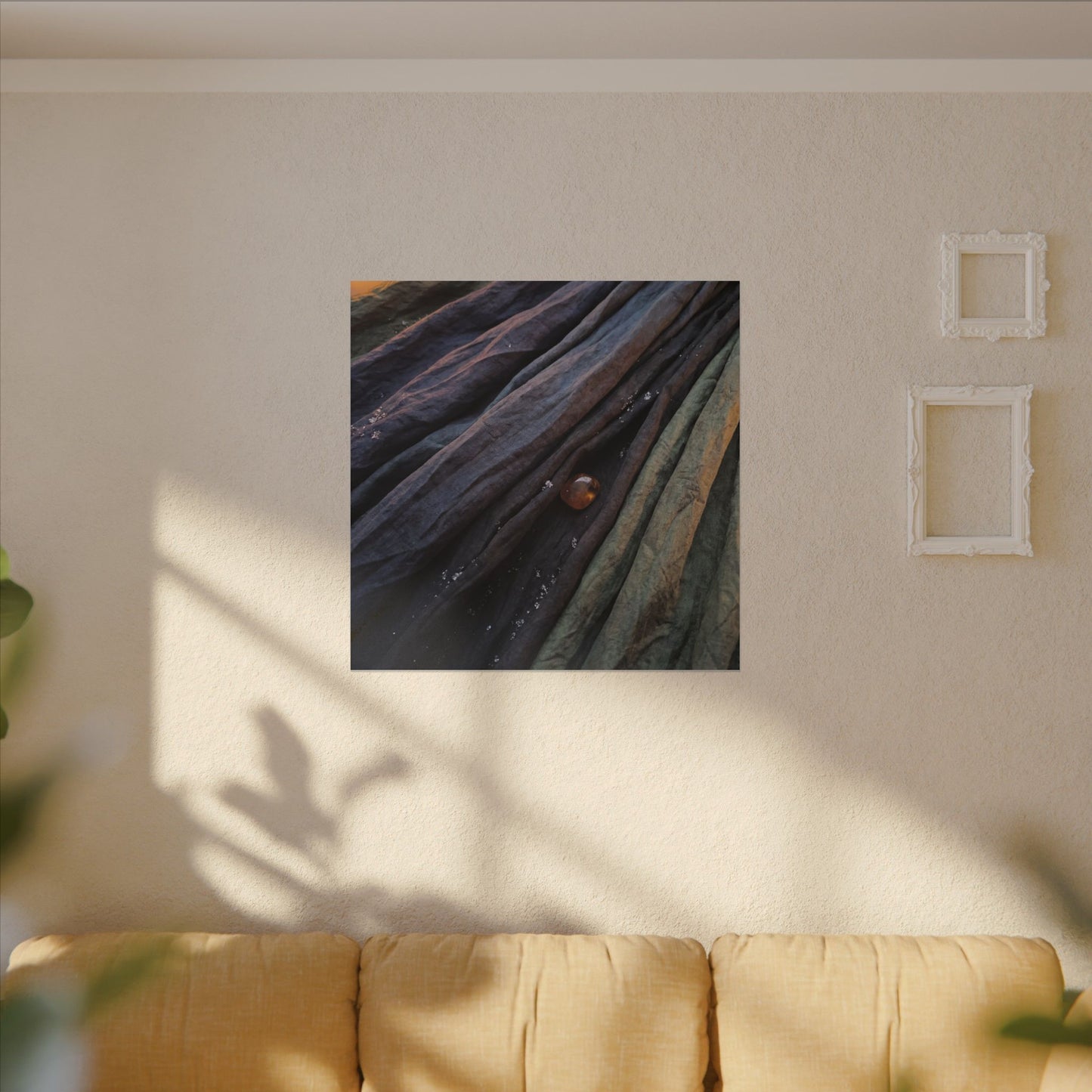 Silk Drape Shadow Zen Canvas Art | Moody Dark Japandi Art