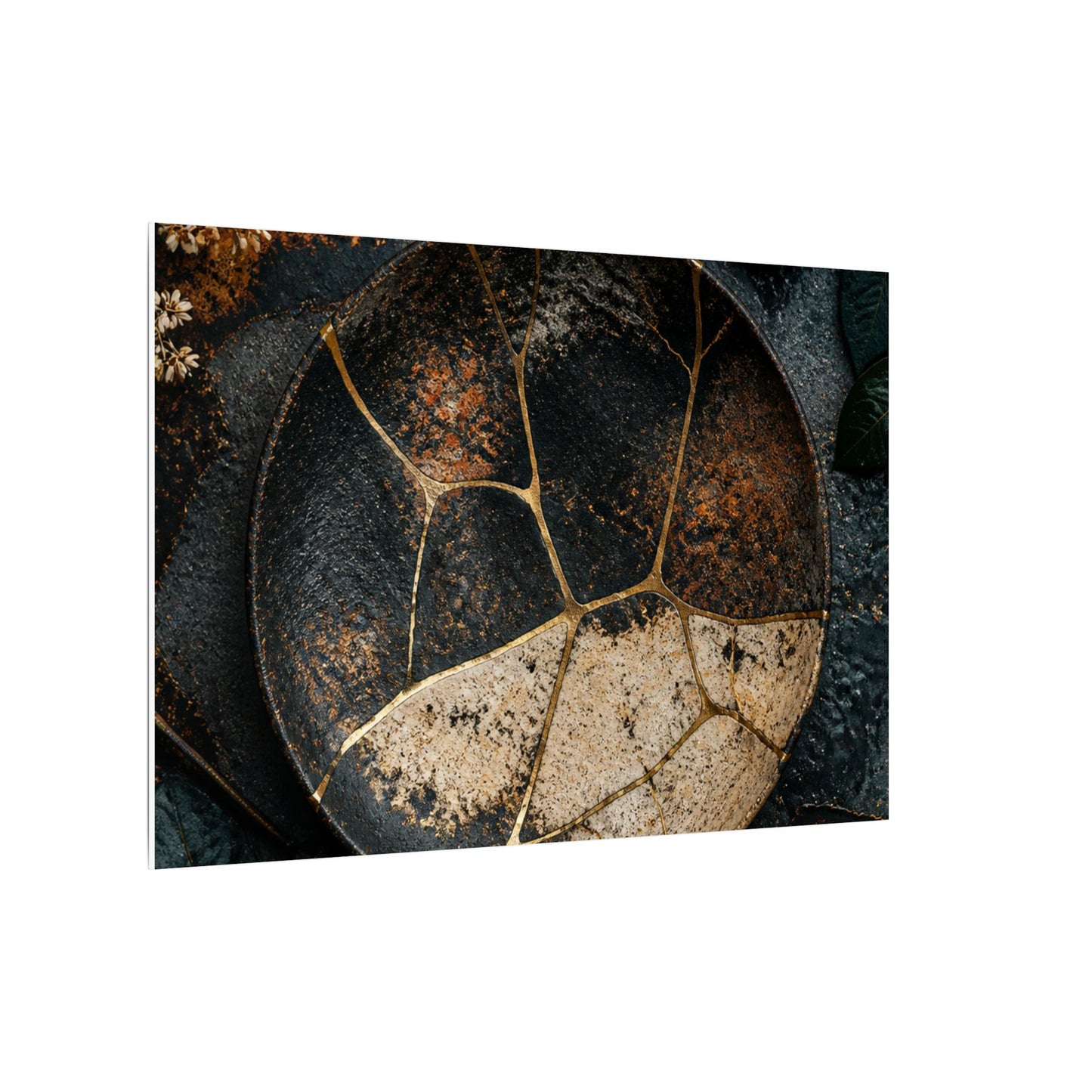Kintsugi Rust Patina in Dawn | Gold Repair Canvas Art