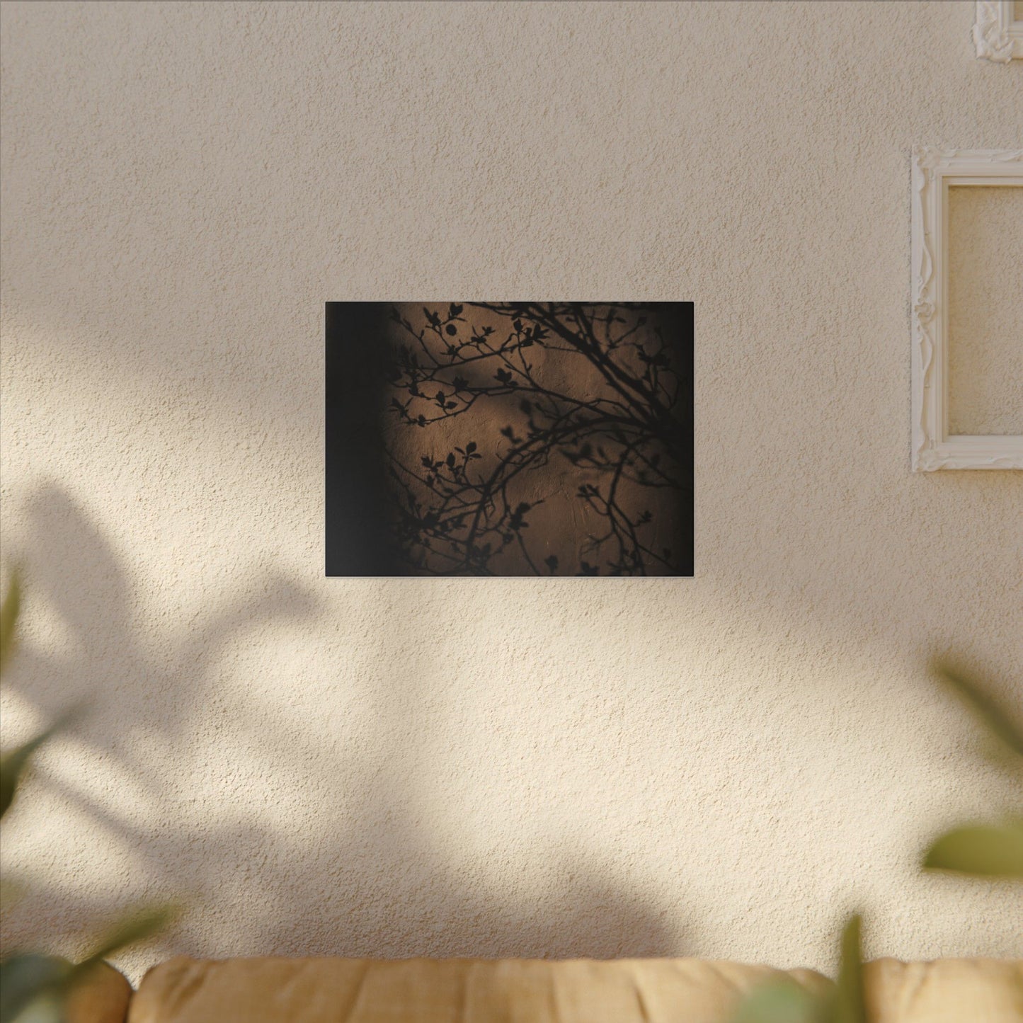 Dark Japandi Shadow Play in Golden Hour | Shadow Zen Canvas Art