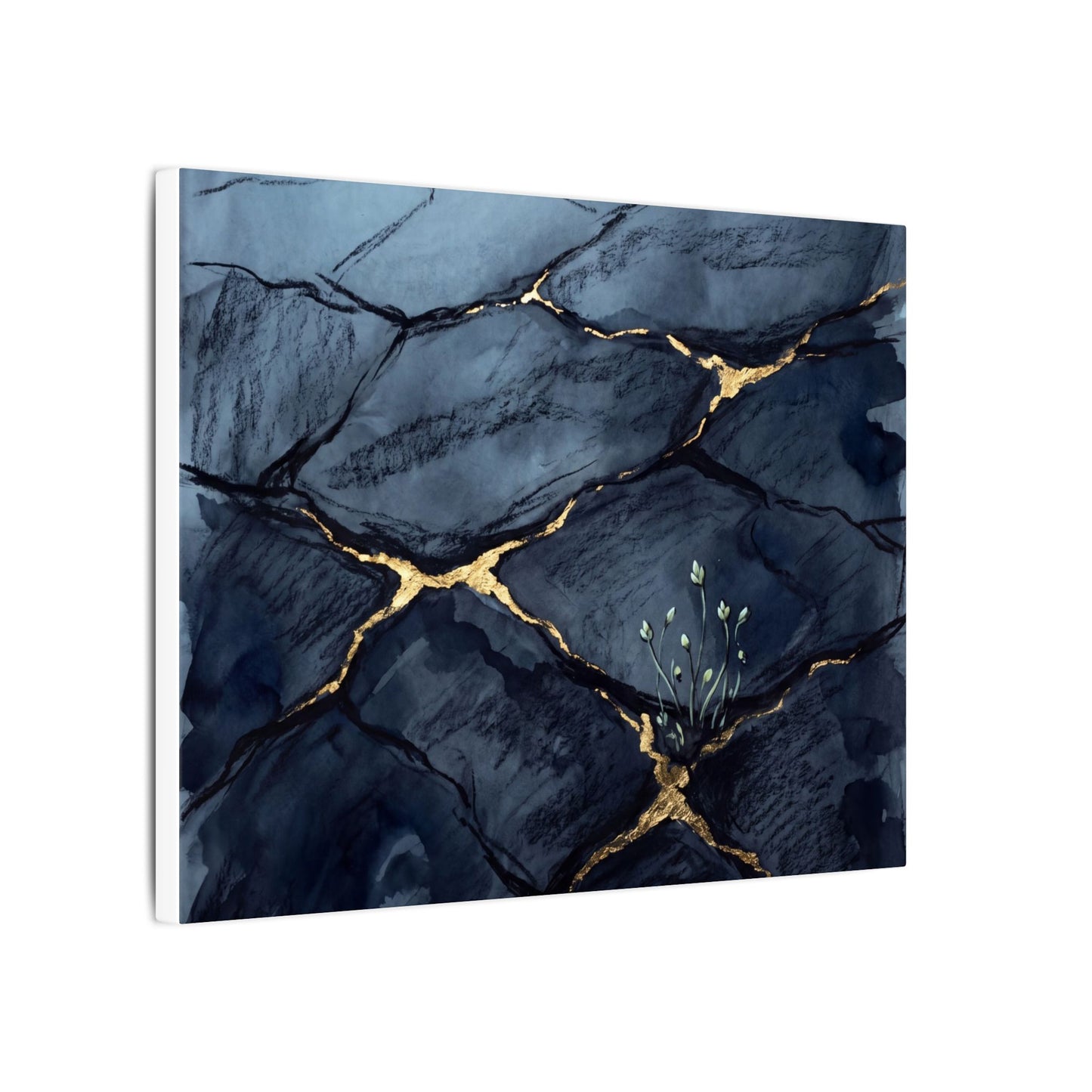 Mono No Aware Cracked Earth Canvas Art - Dark Japandi Charcoal Ink