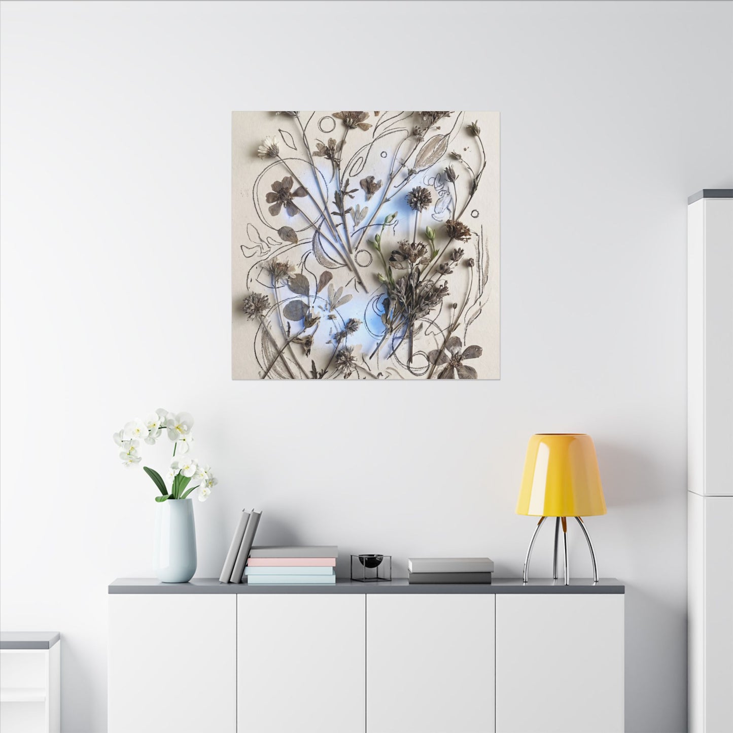 Dried Flowers Minimal Line Canvas Art | Elegant Japandi Art