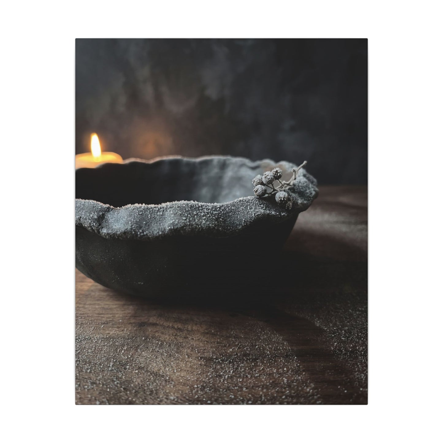 Ceramic Bowl Canvas Art | Winter Dark Japandi Shadow Zen Art