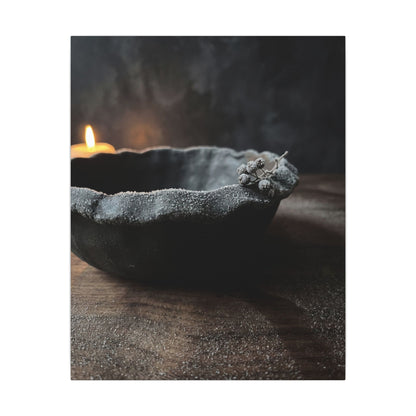 Ceramic Bowl Canvas Art | Winter Dark Japandi Shadow Zen Art