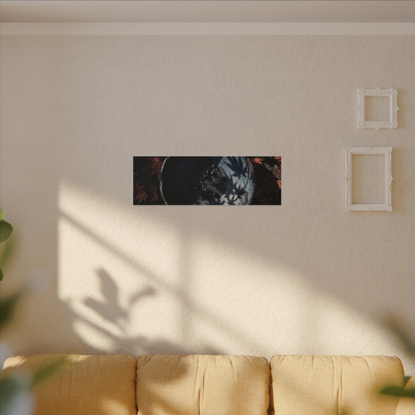 Autumn Ceramic Bowl Shadow Zen Canvas Art | Bold Decor
