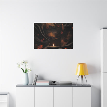 Silk Drape Autumn Canvas Art | Dark Japandi Moody Design
