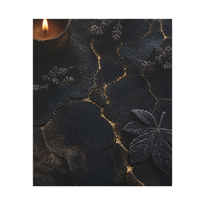 Candlelight Cracked Earth Canvas Art - Dark Japandi Ma