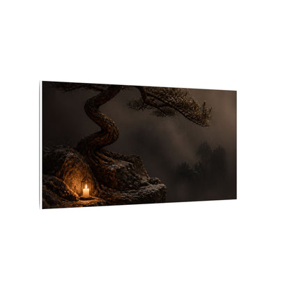 Pine Tree Shadow Zen Canvas Art | Luxurious Dark Japandi Art