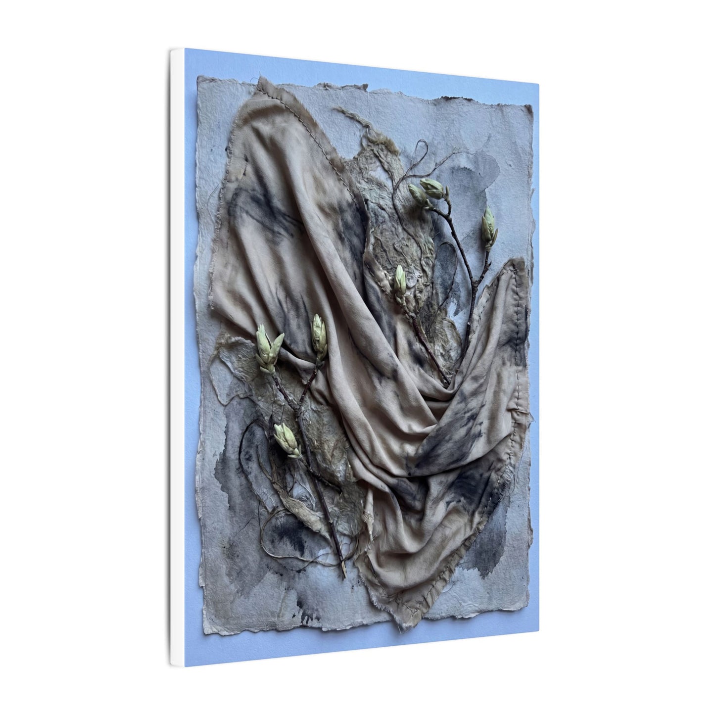 Japandi Silk Drape in Moonlight | Texture Canvas Art