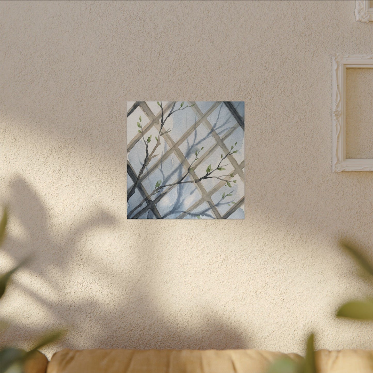 Shoji Screen Canvas Art | Spring Japandi Watercolor Art