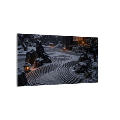 Candlelight Rock Garden Canvas Art - Dark Japandi Fukinsei