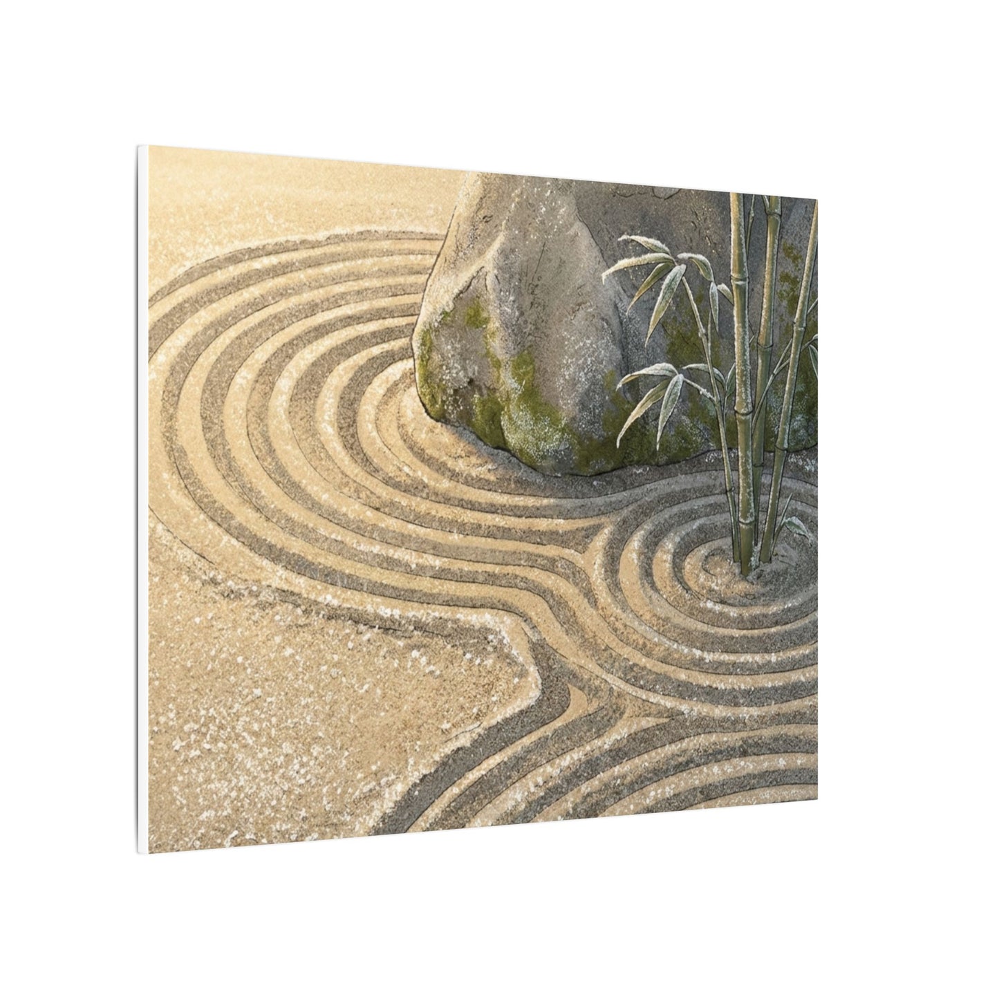 Rock Garden Winter Canvas Art | Zen Peaceful Design