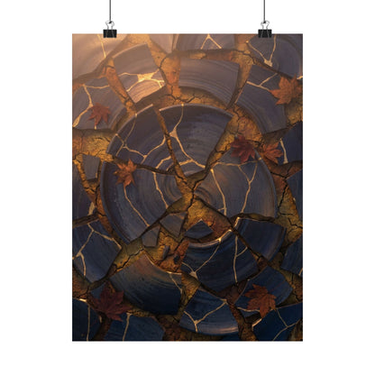 Autumn Cracked Earth Gold Repair Wall Art Print | Beautiful Decor