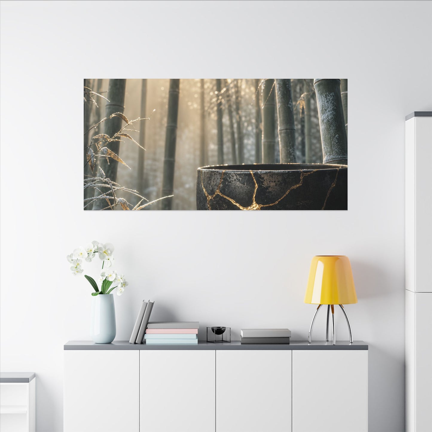 Fukinsei Bamboo Grove Canvas Art - Kintsugi Gold Repair