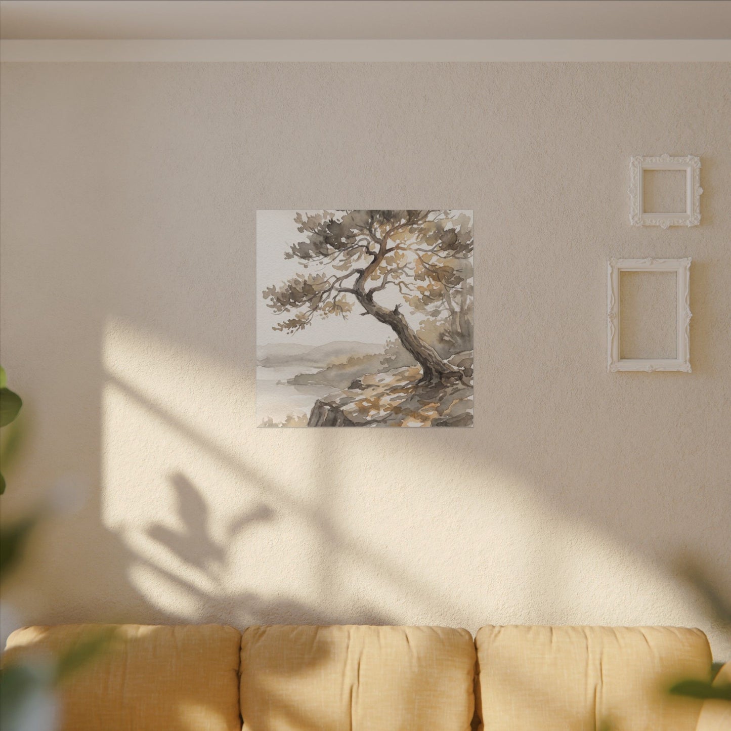 Pine Tree Watercolor Canvas Art | Elegant Japandi Art