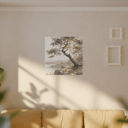 Pine Tree Watercolor Canvas Art | Elegant Japandi Art