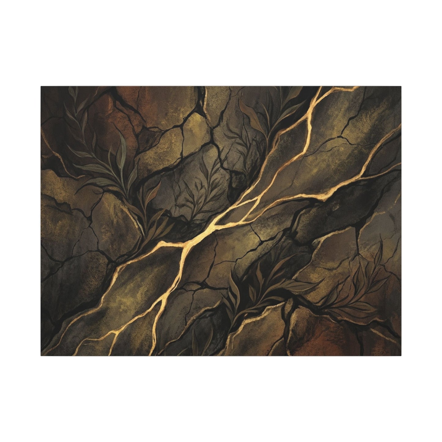 Cracked Earth Charcoal Ink Canvas Art | Bold Dark Japandi Art