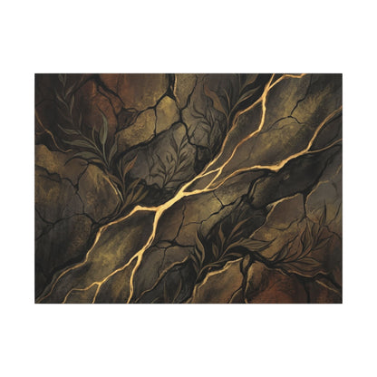 Cracked Earth Charcoal Ink Canvas Art | Bold Dark Japandi Art