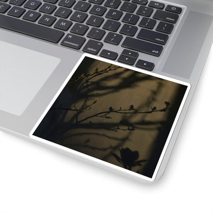 Shadow Play Sticker | Spring Dark Japandi Charcoal Ink Art