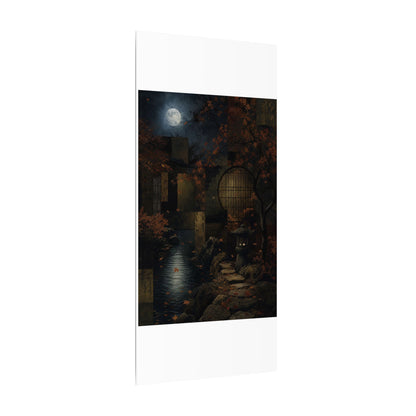 Moonlight Moonlit Garden Canvas Art - Dark Japandi Shibui