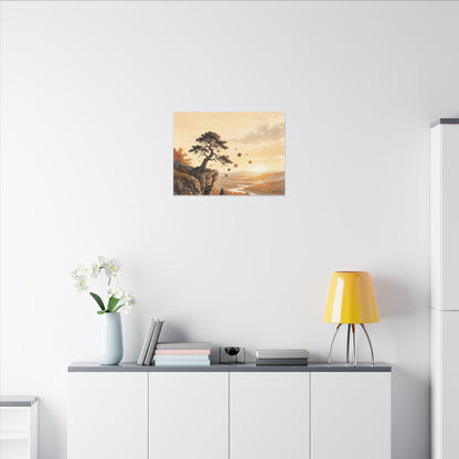 Pine Tree Autumn Canvas Art | Japandi Warm Design