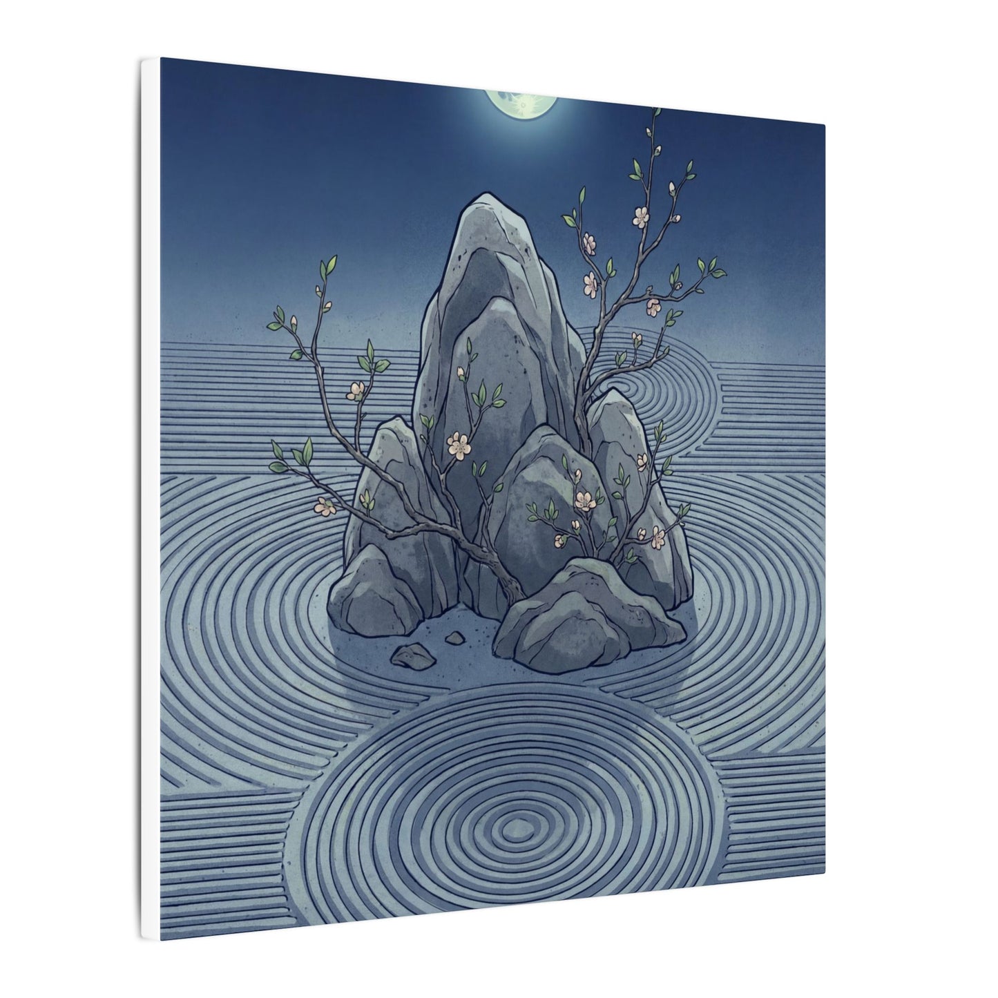 Spring Rock Garden Ukiyo E Inspired Canvas Art | Tranquil Decor