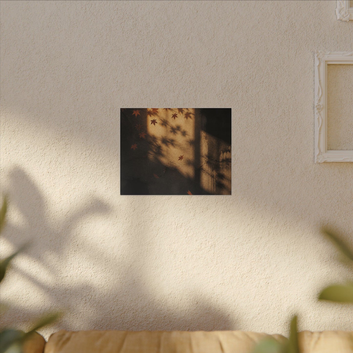 Shadow Play Canvas Art | Autumn Dark Japandi Charcoal Ink Art