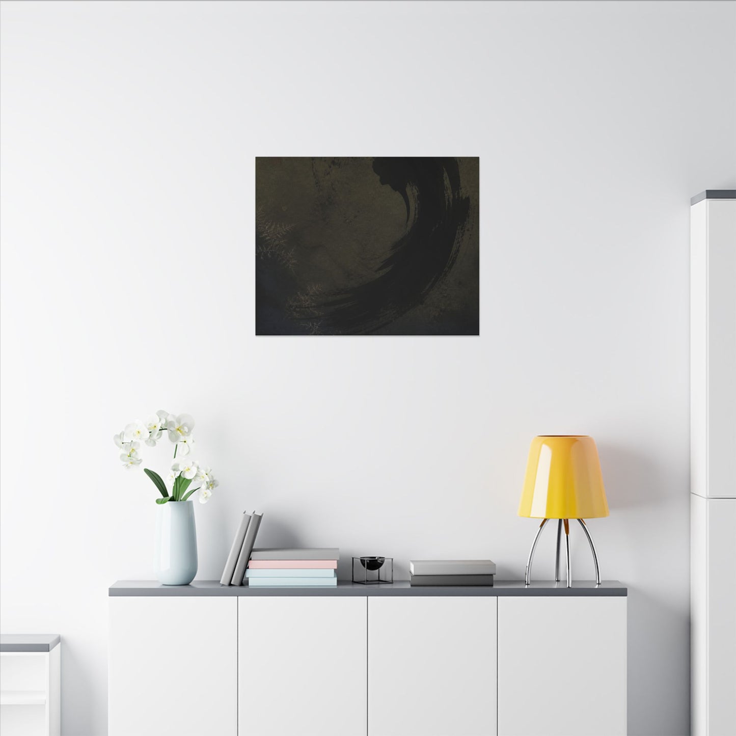 Seijaku Ink Brushstroke Canvas Art - Dark Japandi Moody Minimal