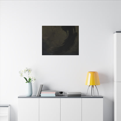 Seijaku Ink Brushstroke Canvas Art - Dark Japandi Moody Minimal