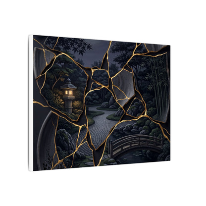 Kintsugi Moonlit Garden in Golden Hour | Gold Repair Canvas Art