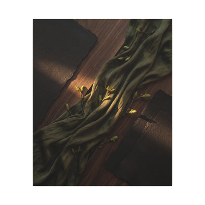 Silk Drape Canvas Art | Spring Dark Japandi Dark Texture Art