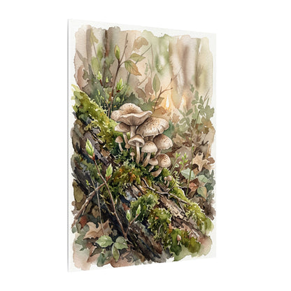 Wild Mushrooms Canvas Art | Spring Japandi Watercolor Art