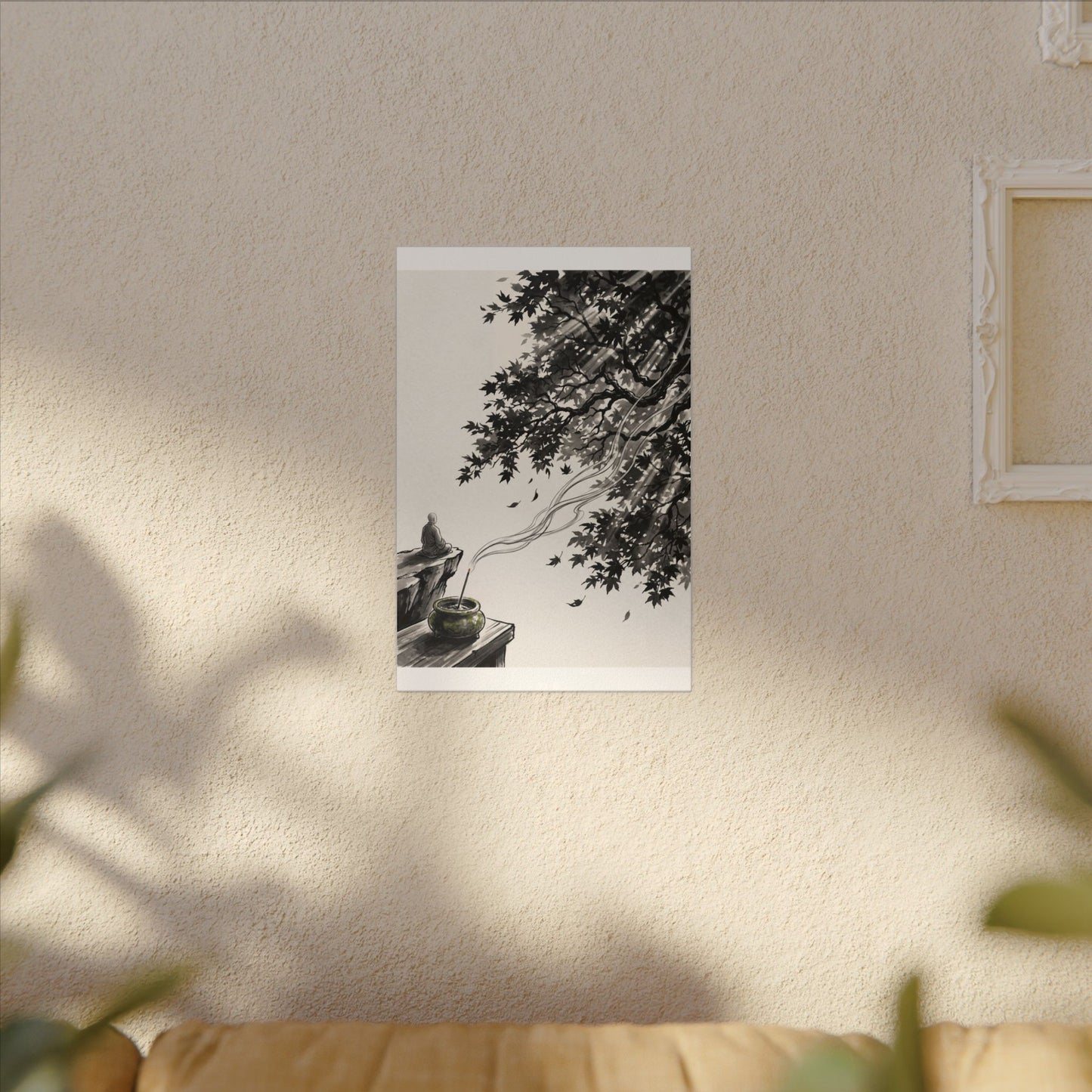 Serene Incense Smoke Canvas Art - Ukiyo E Inspired Zen