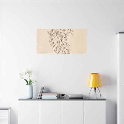 Japandi Wisteria in Golden Hour | Minimal Line Canvas Art