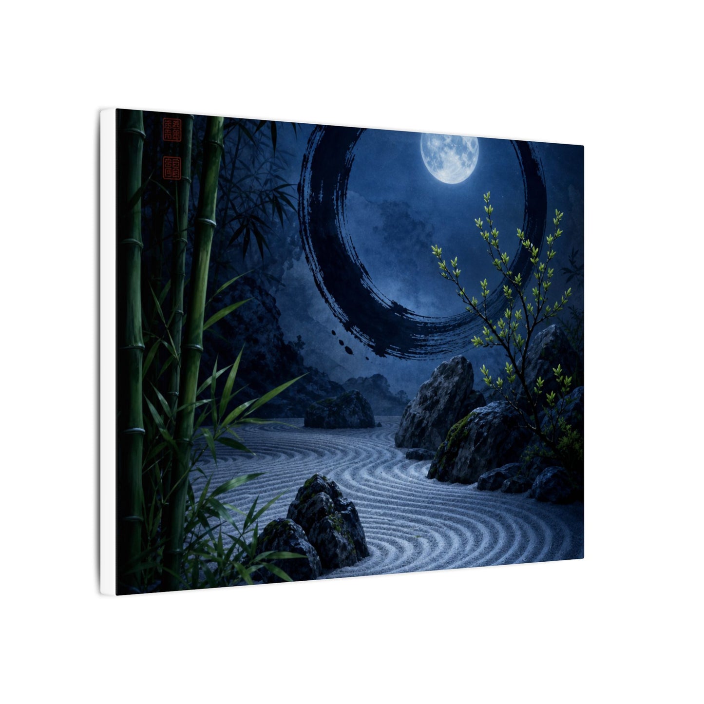 Serene Rock Garden Canvas Art - Enso Zen