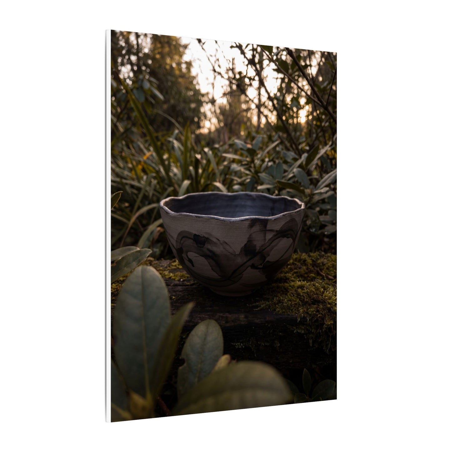 Ceramic Bowl Canvas Art | Summer Dark Japandi Charcoal Ink Art