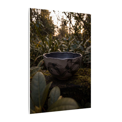 Ceramic Bowl Canvas Art | Summer Dark Japandi Charcoal Ink Art