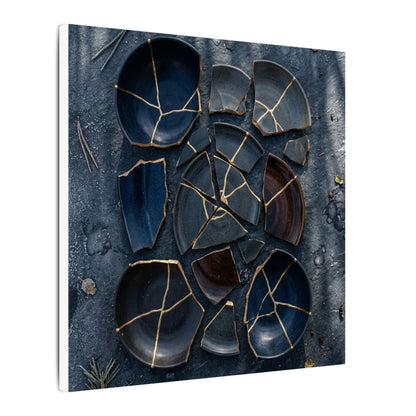 Dark Japandi Broken Pottery in Dappled | Shadow Zen Canvas Art