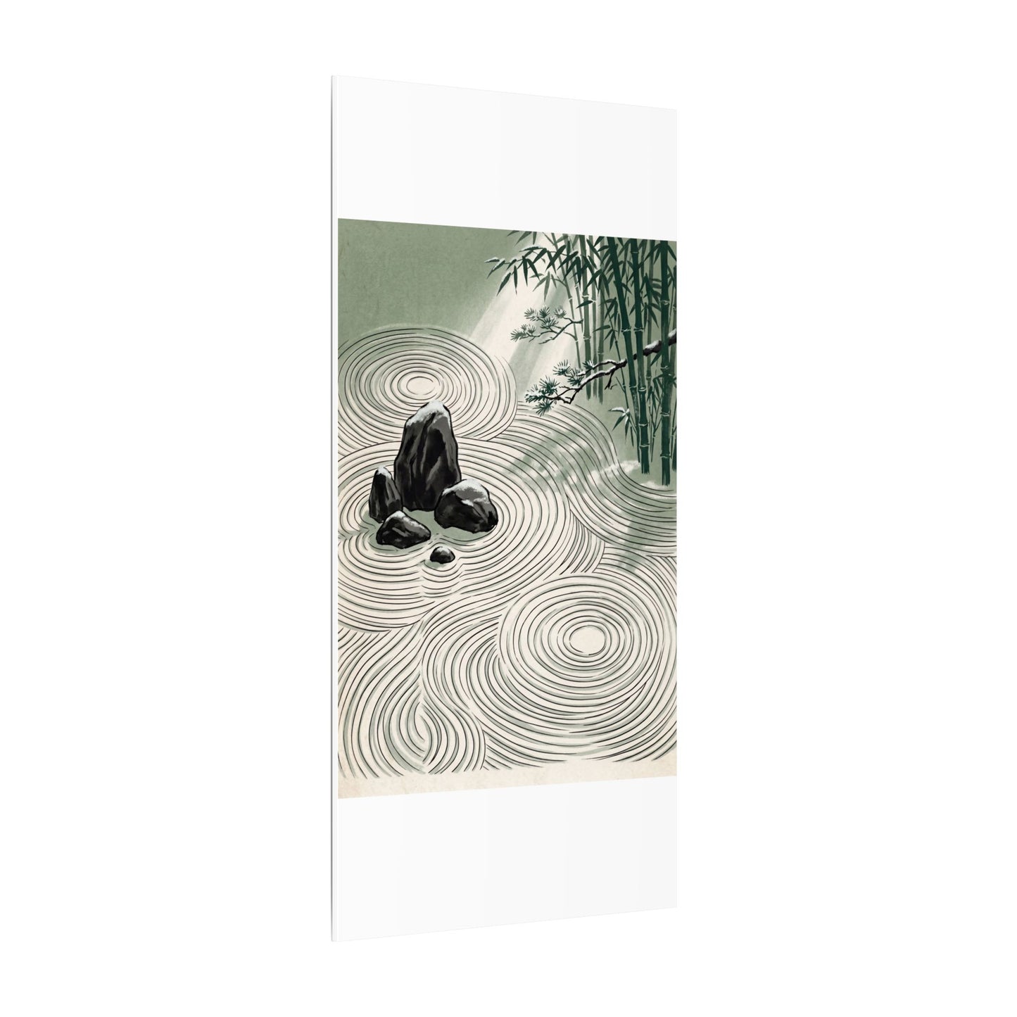 Shibui Rock Garden Canvas Art - Zen Ukiyo E Inspired