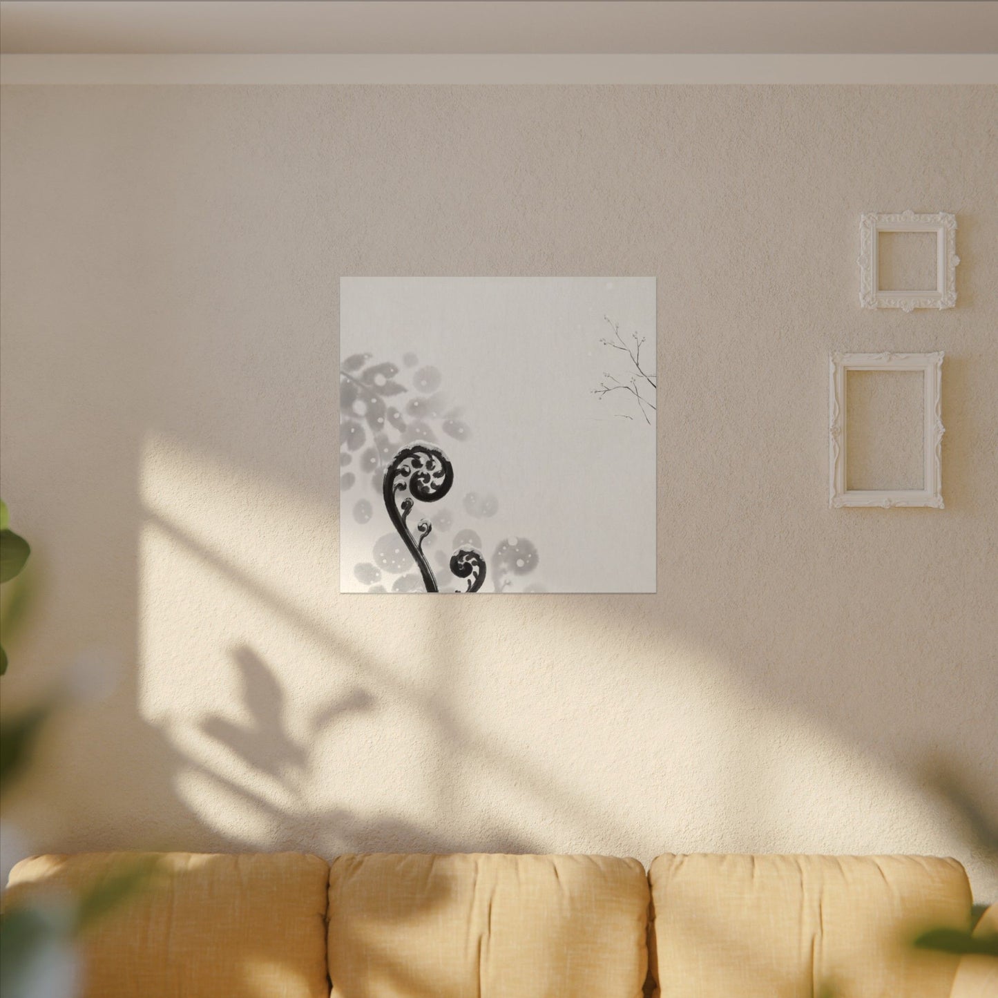 Winter Fern Unfurling Ukiyo E Inspired Canvas Art | Peaceful Decor