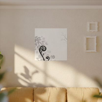 Winter Fern Unfurling Ukiyo E Inspired Canvas Art | Peaceful Decor
