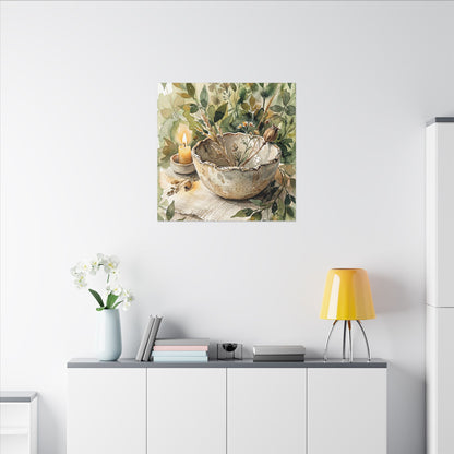 Ceramic Bowl Summer Canvas Art | Japandi Elegant Design