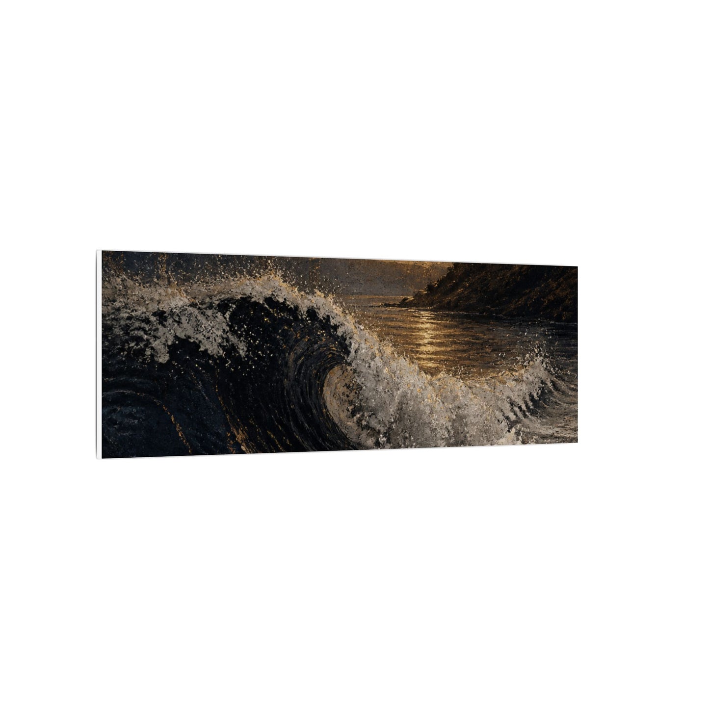 Ocean Wave Dark Texture Canvas Art | Bold Dark Japandi Art