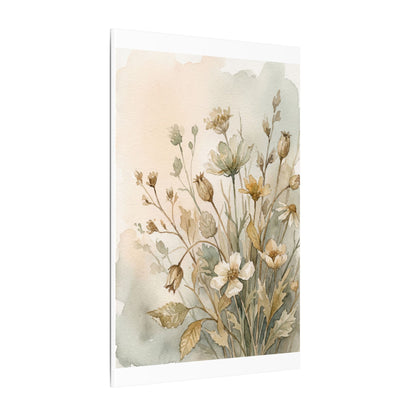 Summer Dried Flowers Watercolor Canvas Art | Elegant Decor