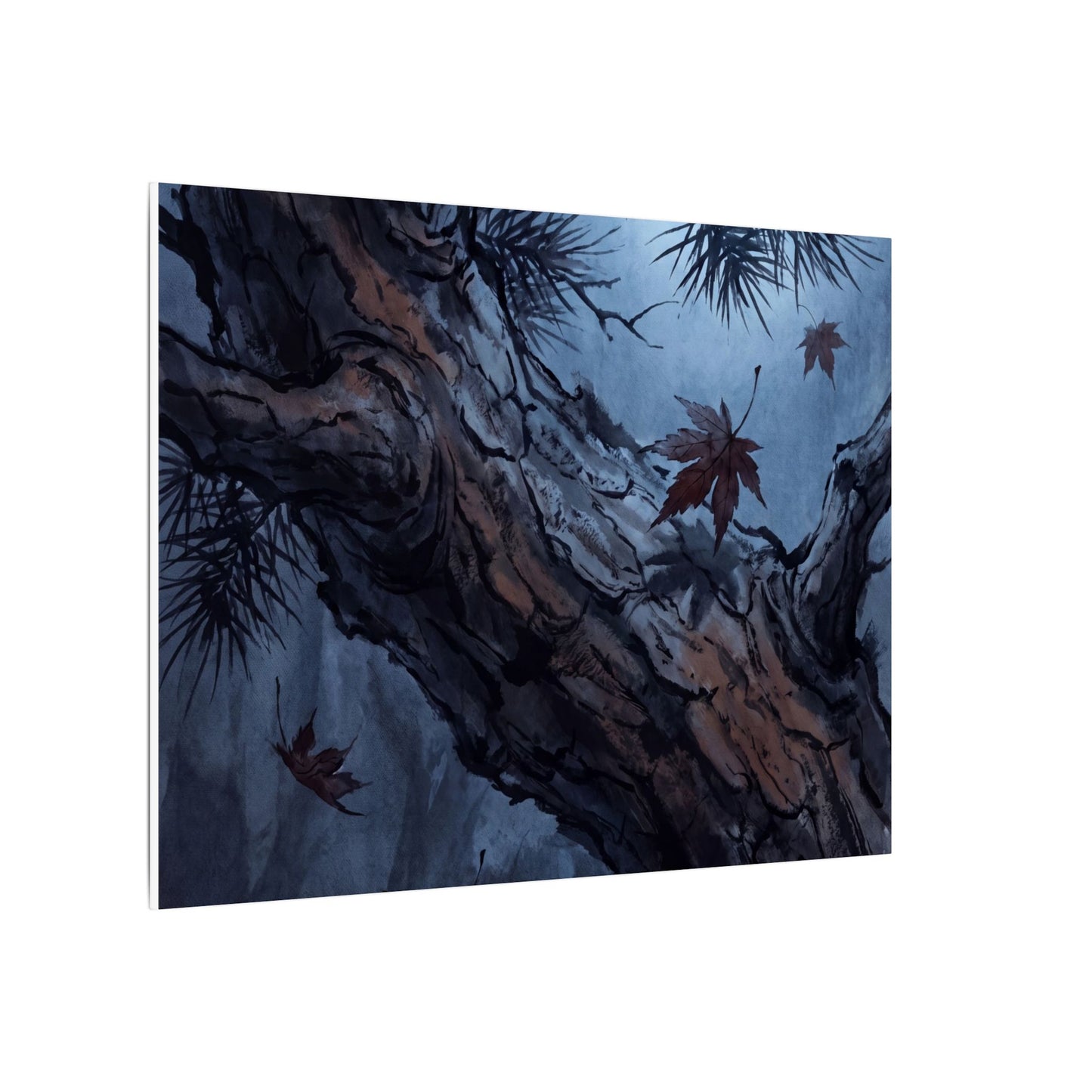 Atmospheric Pine Tree Canvas Art - Shadow Zen Dark Japandi